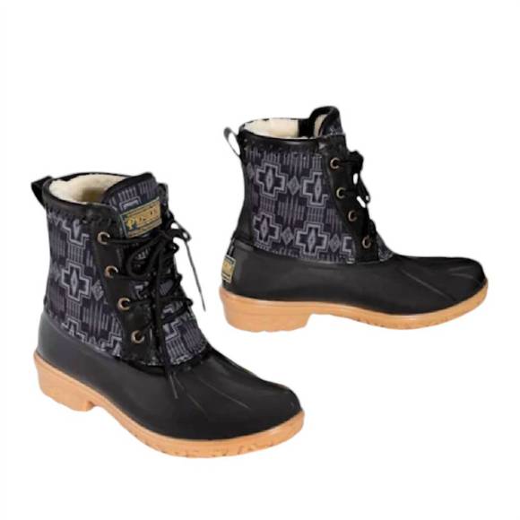 NEW PENDLETON women’s classic harding print duck winter boots in black - Picture 3 of 3